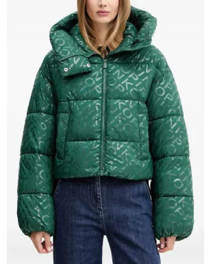 PINKO hooded logo-pattern jacket - Green - サムネイル1
