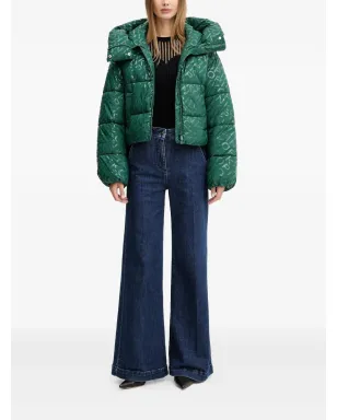 PINKO hooded logo-pattern jacket - Green - サムネイル2