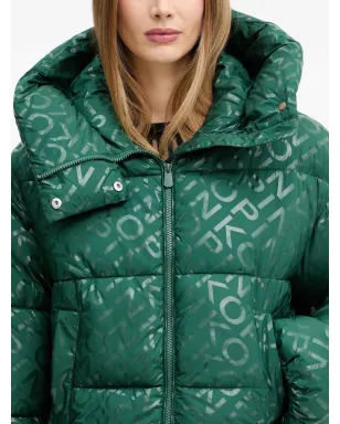 PINKO hooded logo-pattern jacket - Green - サムネイル4