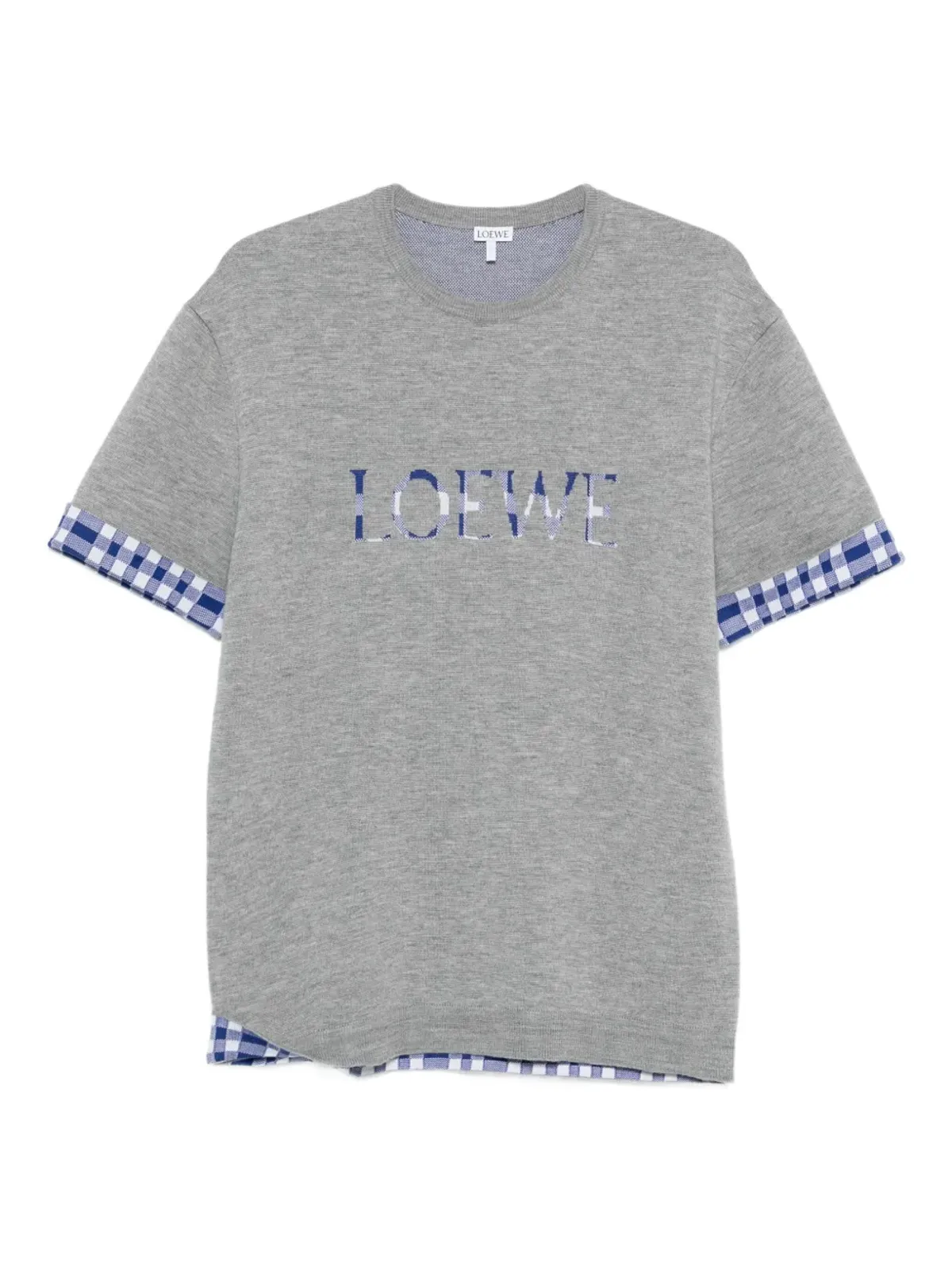 LOEWE ロゴディテール チェック柄 Tシャツ - グレー - 画像1
