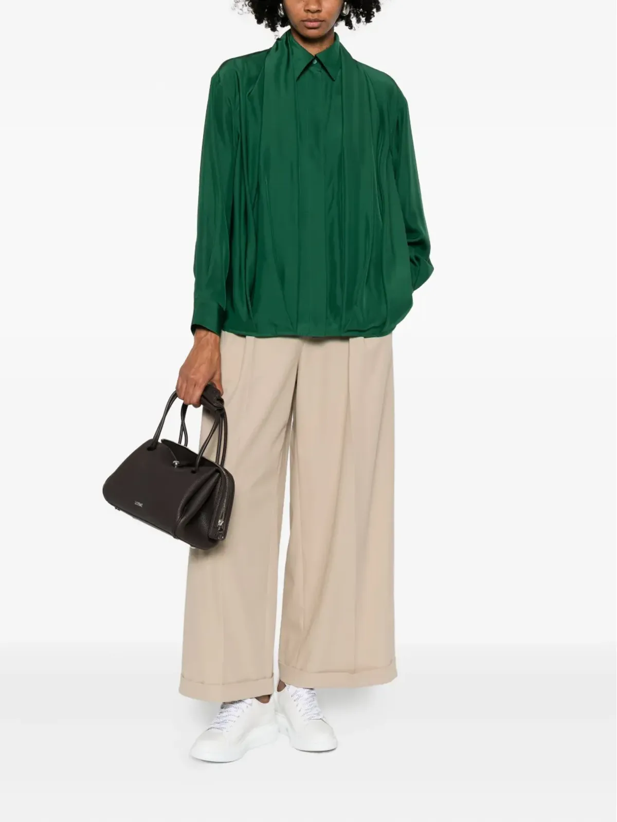 LOEWE プリーツシャツ グリーン - 画像2