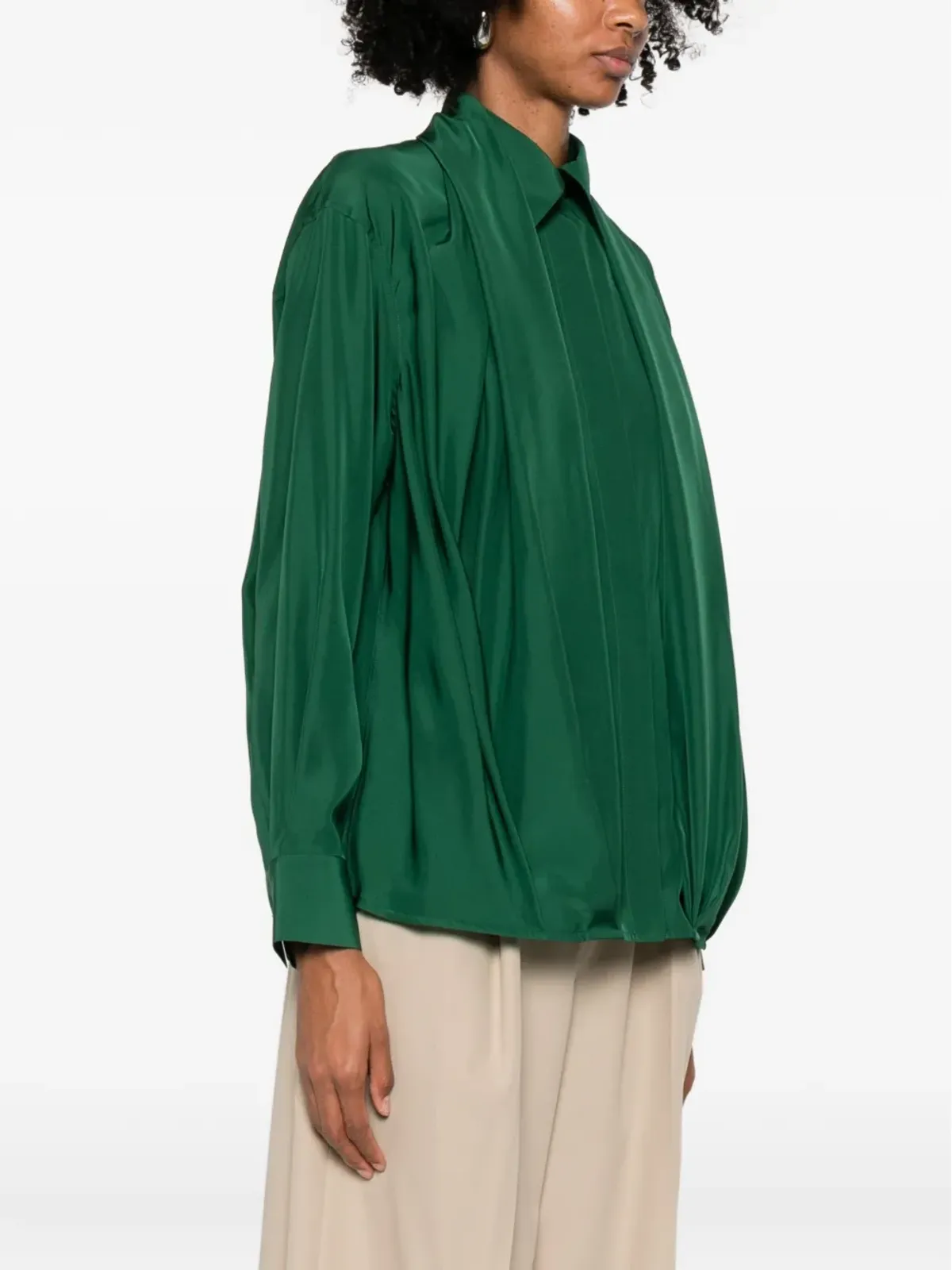 LOEWE プリーツシャツ グリーン - 画像3