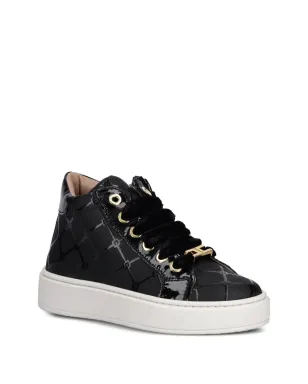Elisabetta Franchi La Mia Bambina ダイヤモンド柄レースアップスニーカー - サムネイル1