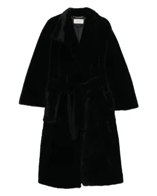 Agnona ベルト付きフェイクファーコート - ブラック - サムネイル1