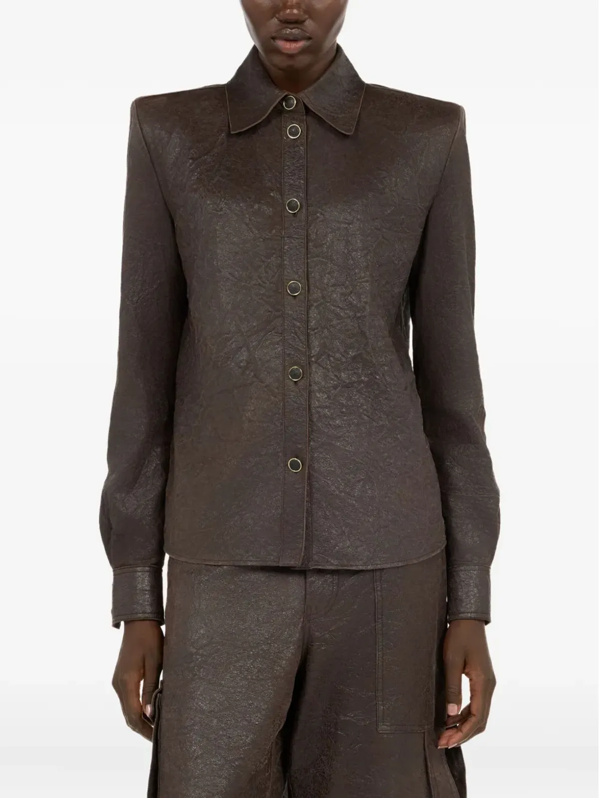 Roberto Cavalli ボタン留めレザーシャツ - 画像3