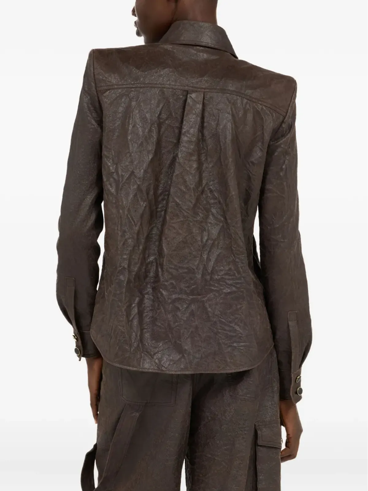 Roberto Cavalli ボタン留めレザーシャツ - 画像4