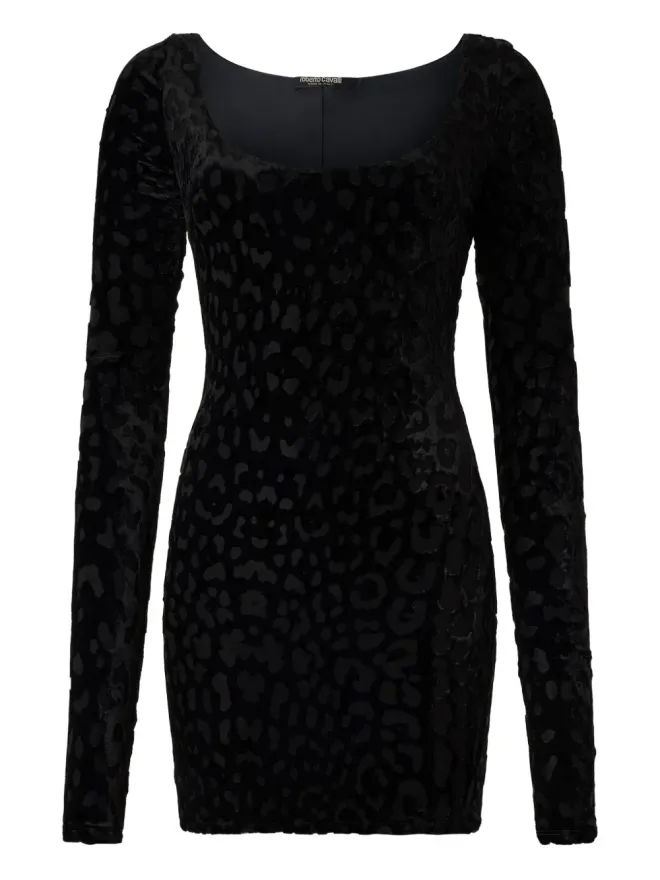 Roberto Cavalli Roberto Cavalli ジャガー柄ミニドレス ブラックの商品画像