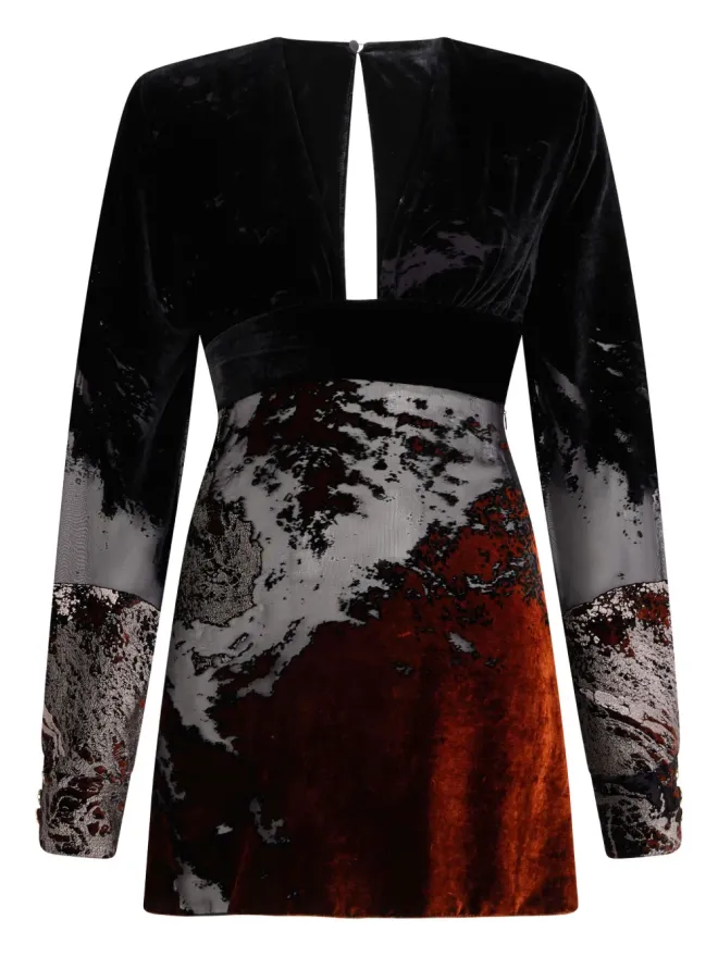 Roberto Cavalli Roberto Cavalli 長袖プリントミニドレス - ブラックの商品画像
