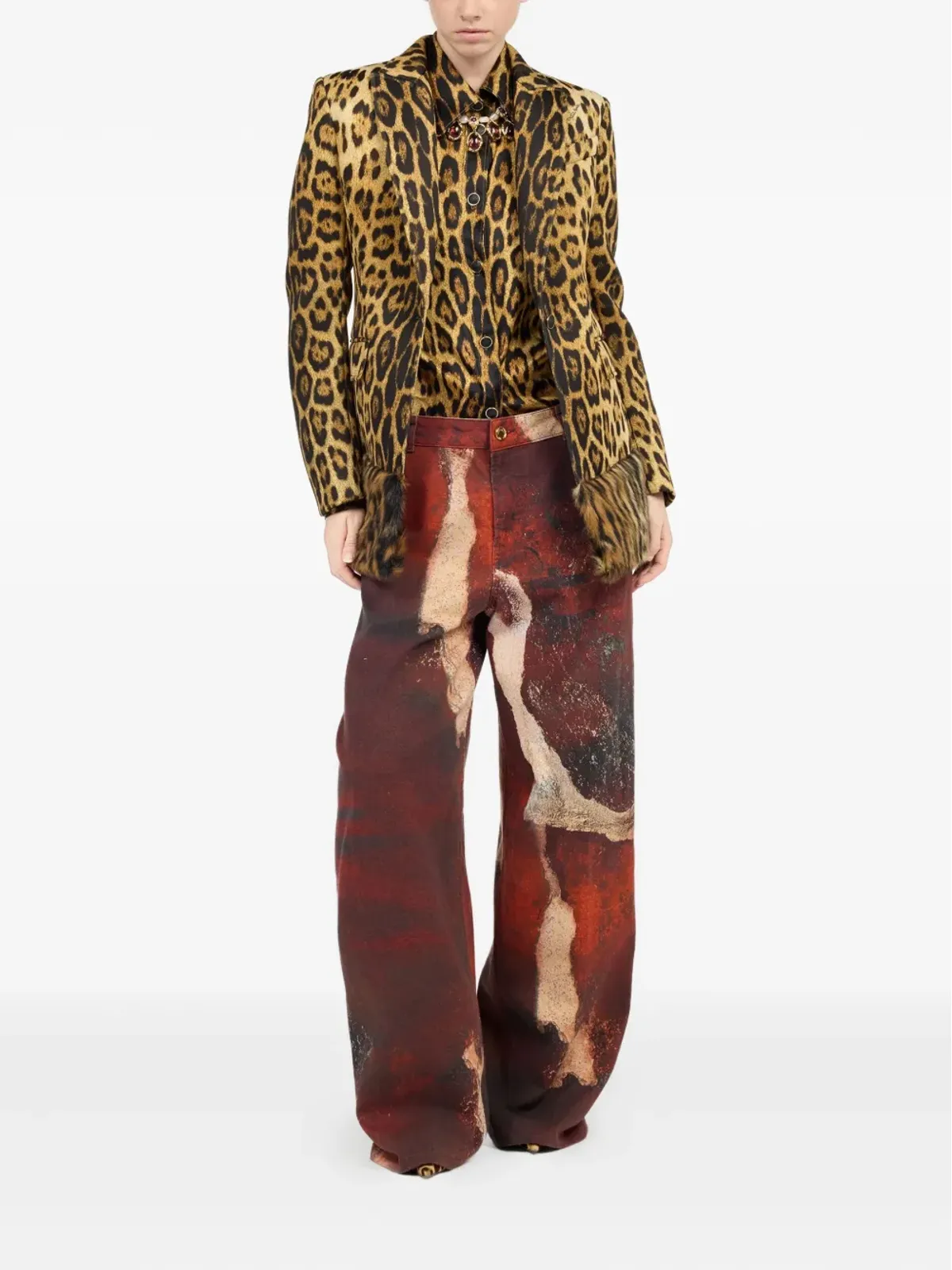Roberto Cavalli 色落ちデニムジーンズ - レッド - 画像2