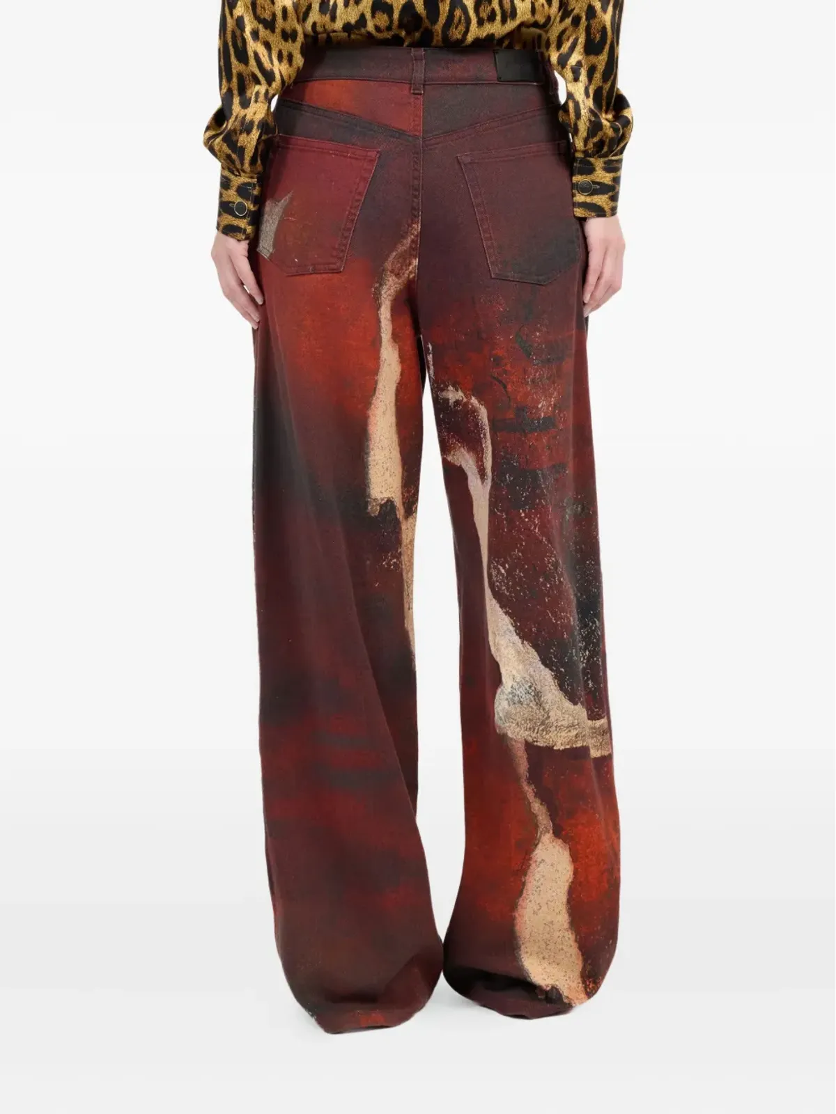 Roberto Cavalli 色落ちデニムジーンズ - レッド - 画像4
