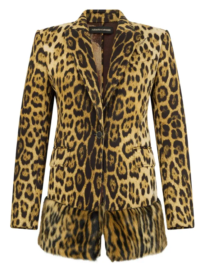 Roberto Cavalli Roberto Cavalli ジャガー柄 シングルブレスト ブレザー ブラウンの商品画像