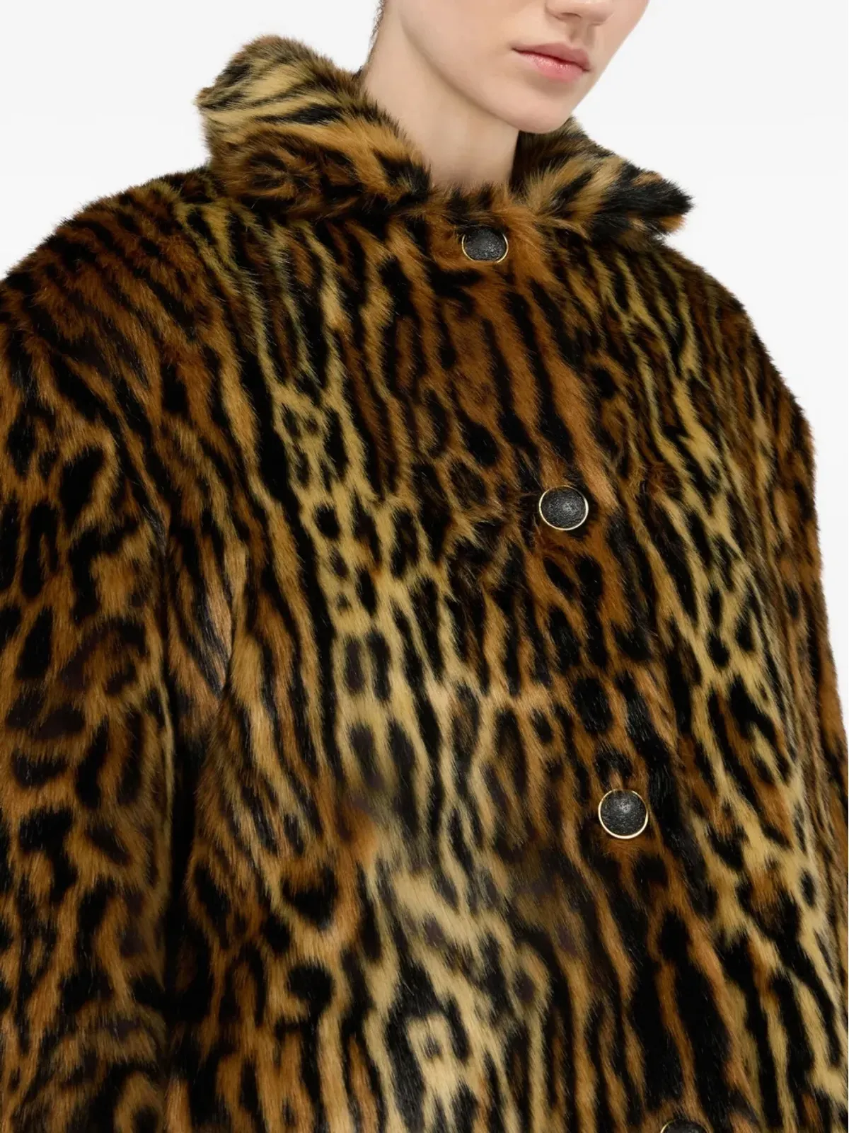 Roberto Cavalli レオパード柄ボタンコート - 画像5