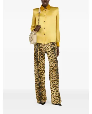Roberto Cavalli ベルベットインサート付きシルクシャツ（イエロー） - サムネイル2