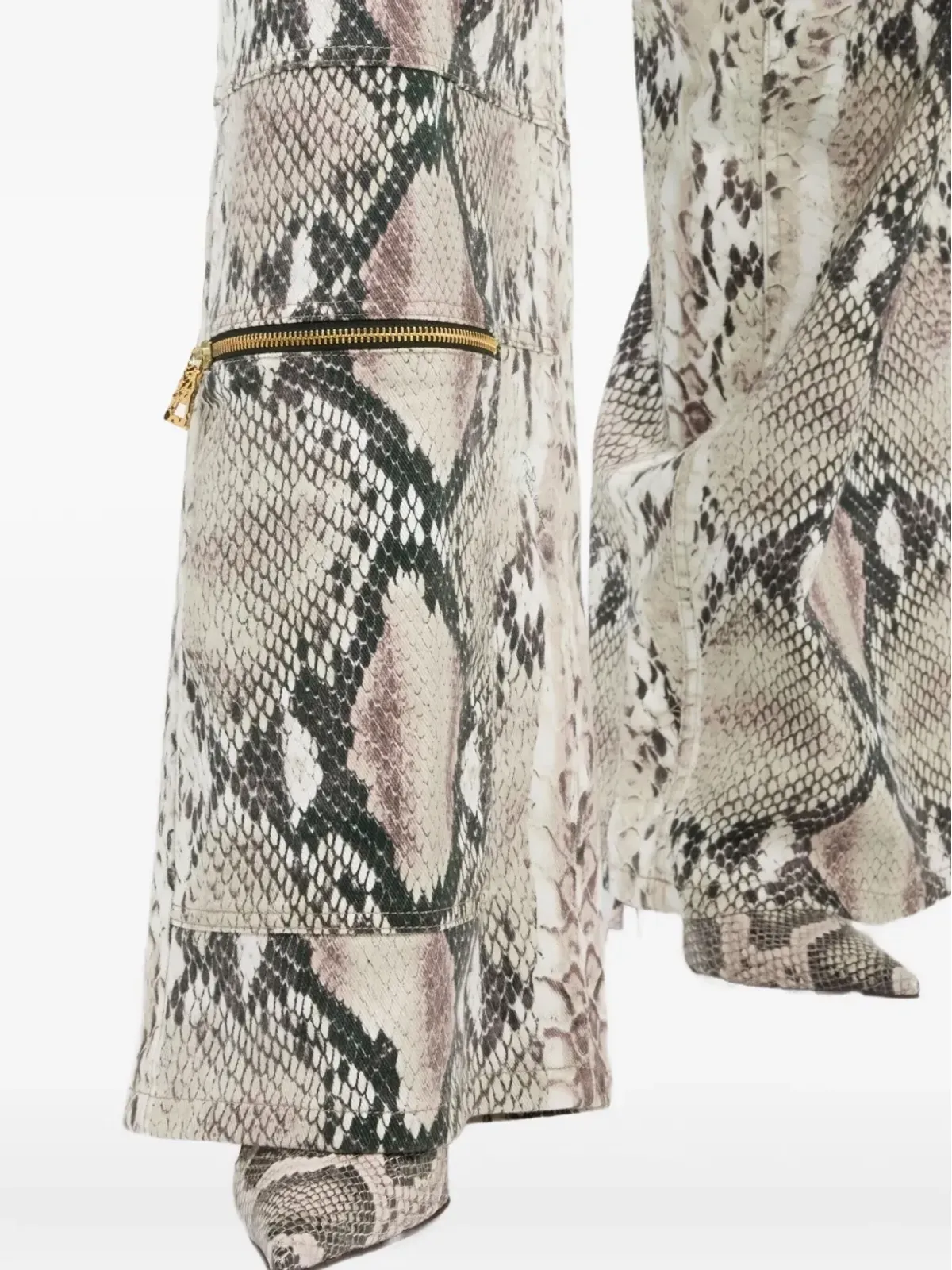 Roberto Cavalli パイソンプリントカーゴパンツ - 画像5