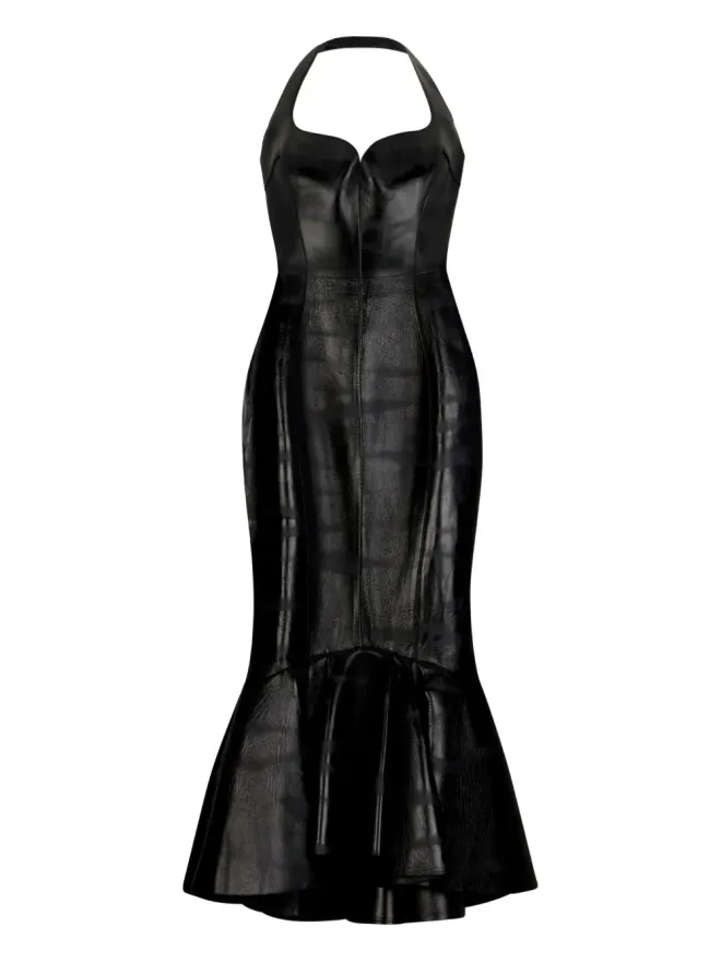 Roberto Cavalli Roberto Cavalli レザー ミディドレスの商品画像
