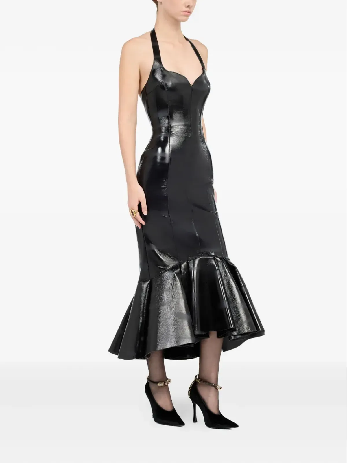 Roberto Cavalli レザー ミディドレス - 画像3