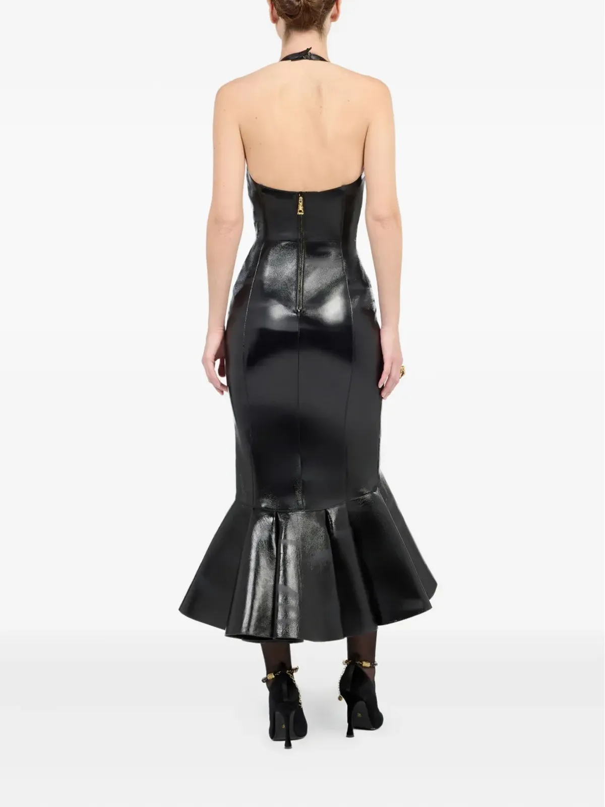 Roberto Cavalli レザー ミディドレス - 画像4