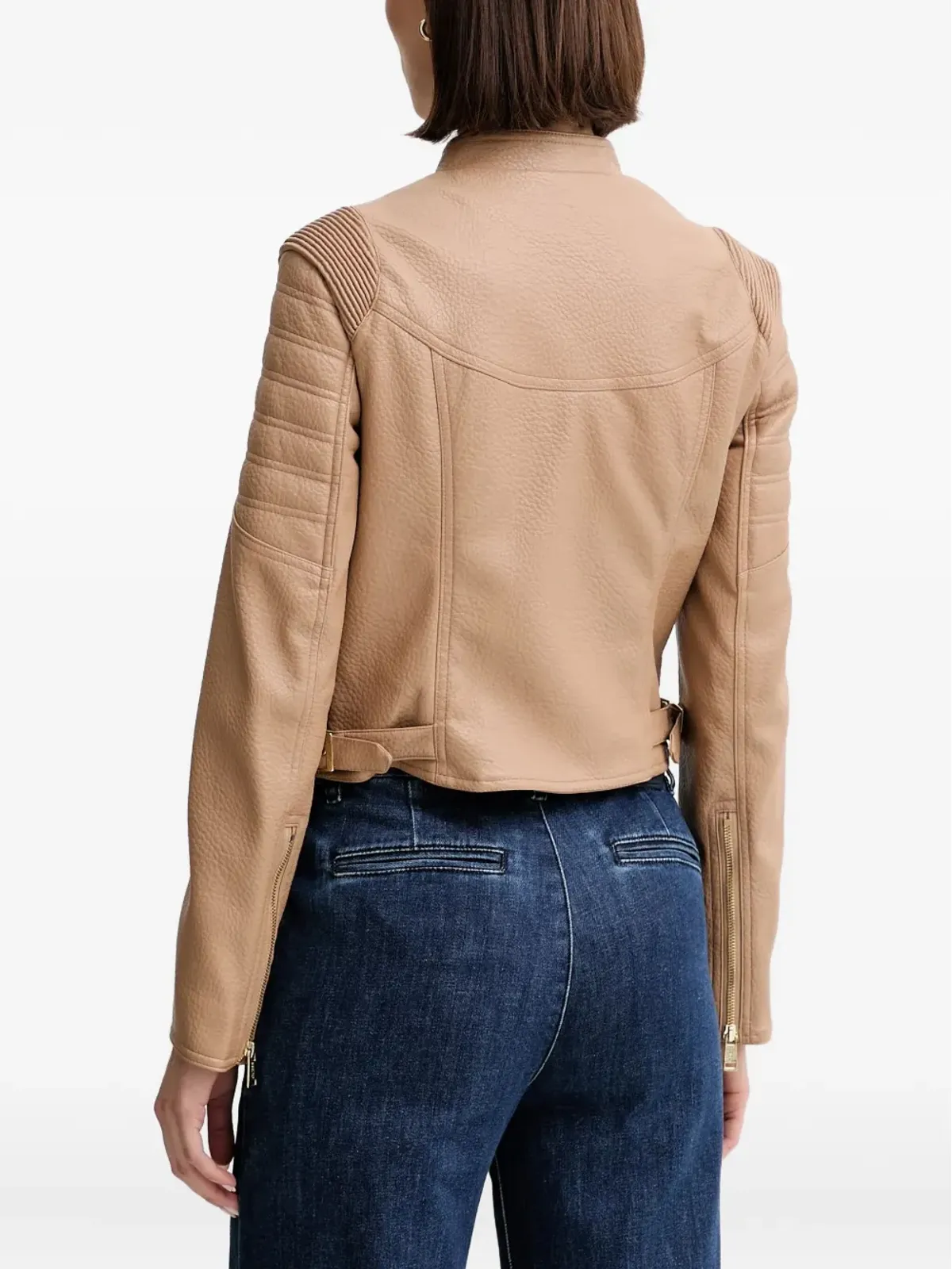 GUESS USA フェイクレザー バイカージャケット ブラウン - 画像3