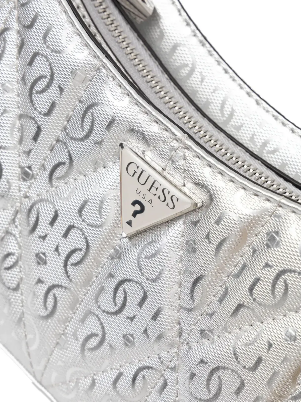 GUESS USA アルディナ キルテッドデザイン チェーンストラップ ショルダーバッグ - シルバー - 画像4