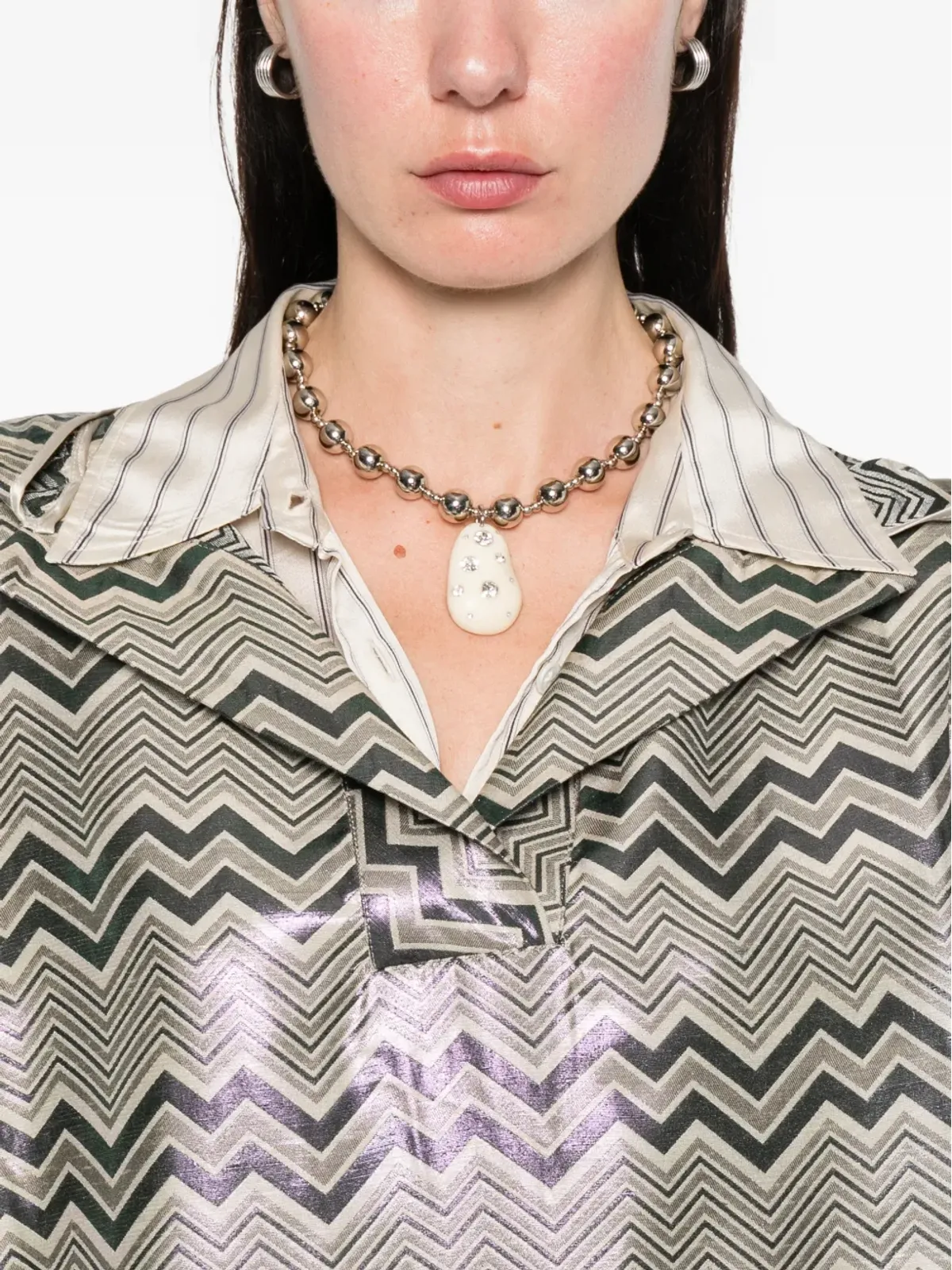 Missoni フード付きヘリンボーン柄ケープ - 画像5
