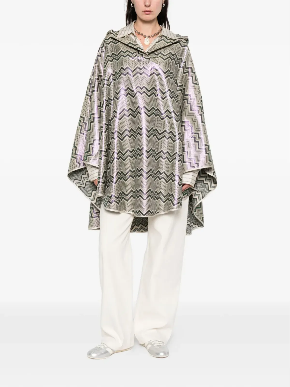 Missoni フード付きヘリンボーン柄ケープ - 画像2