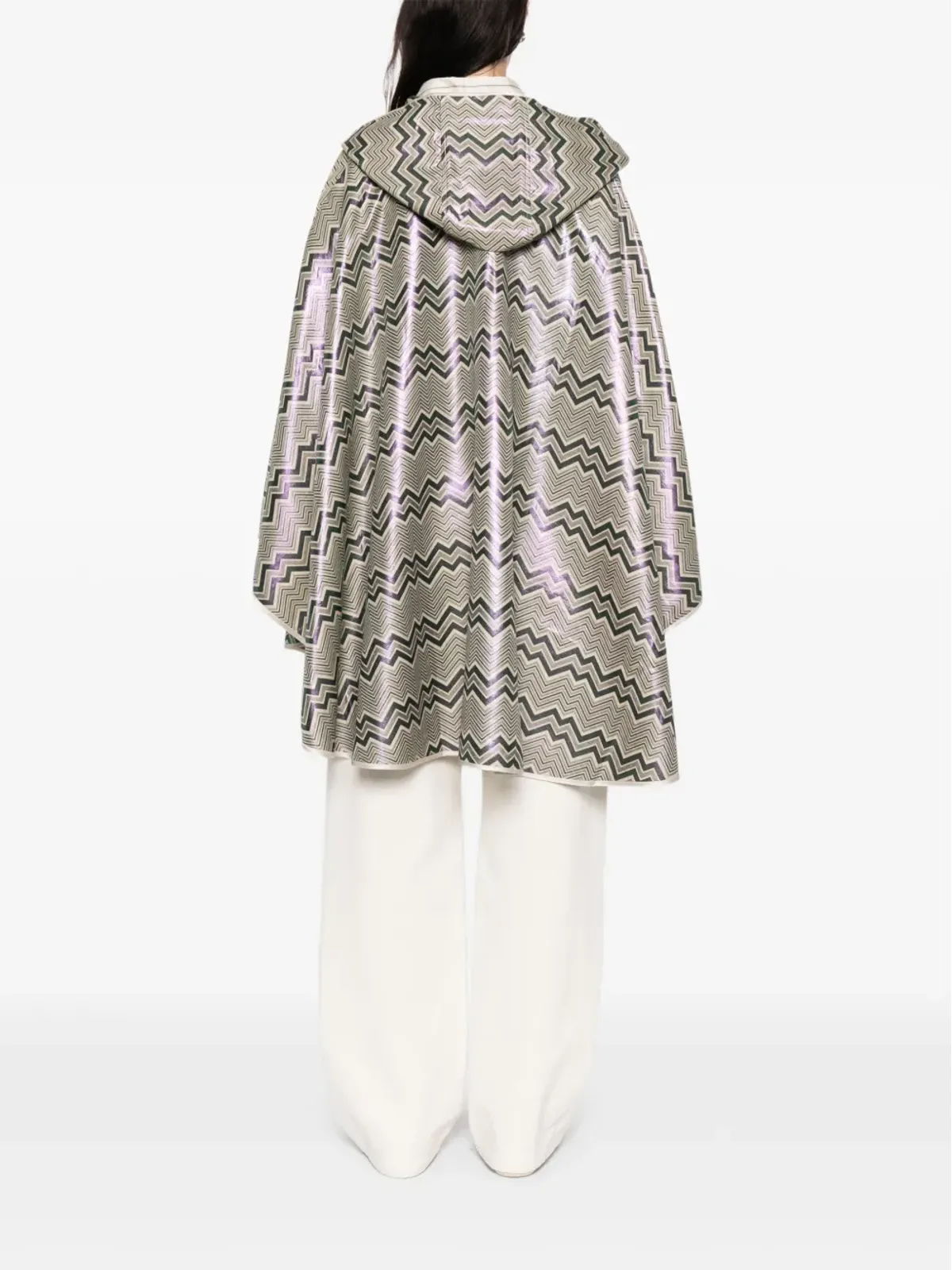 Missoni フード付きヘリンボーン柄ケープ - 画像4