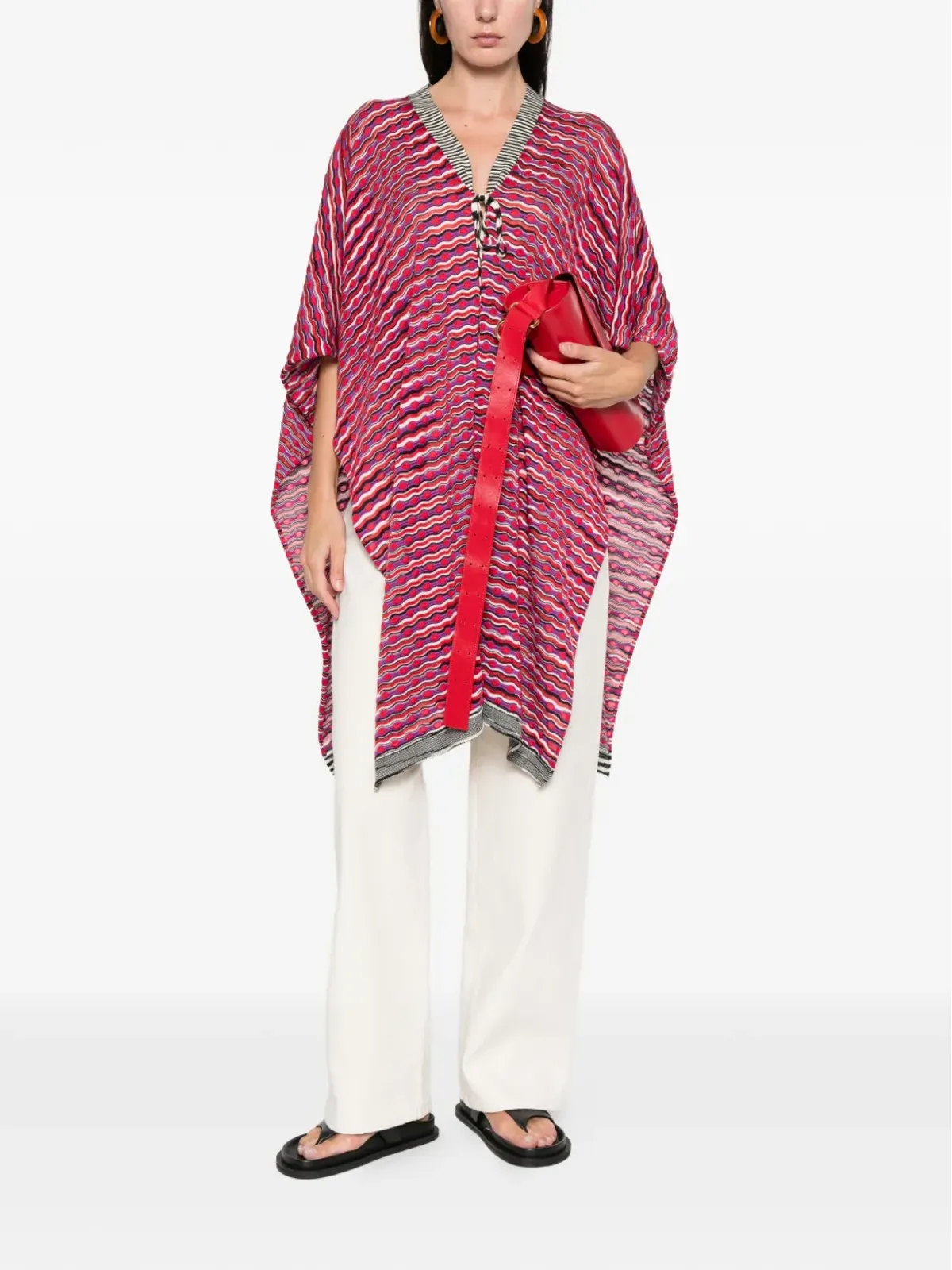 Missoni ストライプタイ付きポンチョ - 画像2