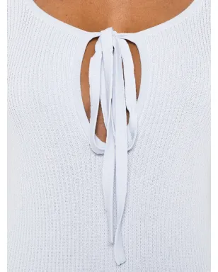 Erika Cavallini タイネックリブ編みドレス - ブルー - サムネイル5