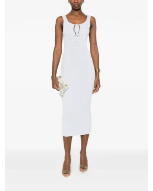 Erika Cavallini タイネックリブ編みドレス - ブルー - サムネイル2