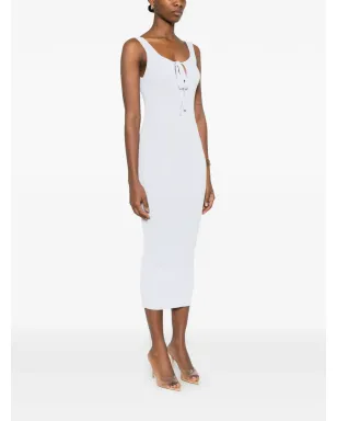 Erika Cavallini タイネックリブ編みドレス - ブルー - サムネイル3