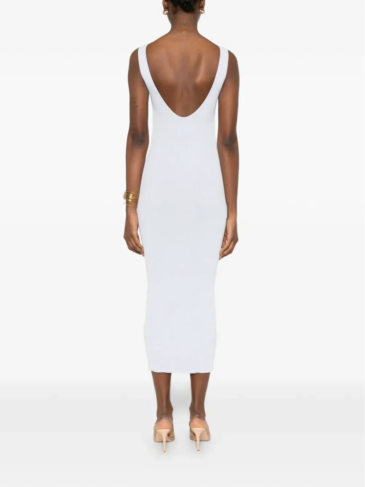 Erika Cavallini タイネックリブ編みドレス - ブルー - 画像4