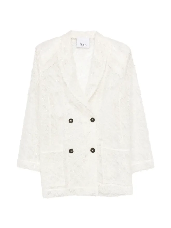 Erika Cavallini Erika Cavallini ダブルブレスト フリンジジャケット - Whiteの商品画像