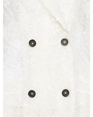 Erika Cavallini ダブルブレスト フリンジジャケット - White - サムネイル5