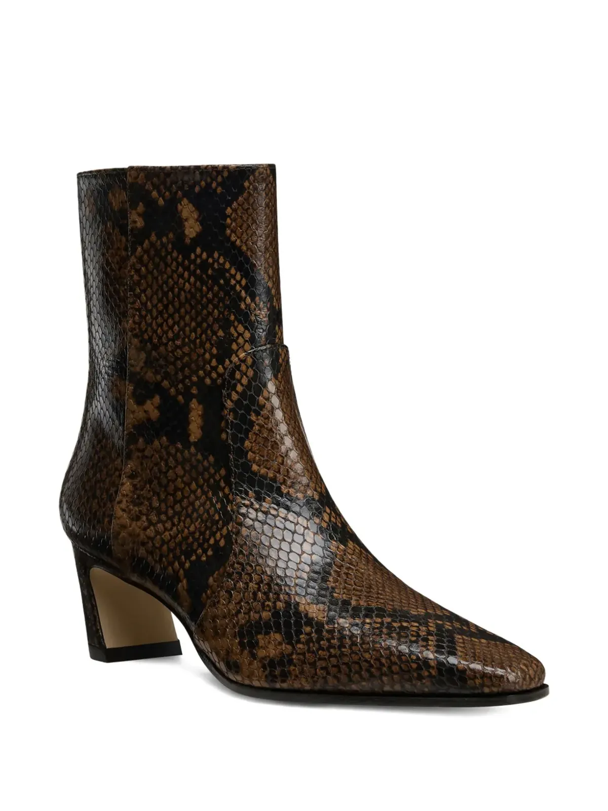 Stuart Weitzman 蛇皮柄ヒールブーツ ブラウン - 画像2