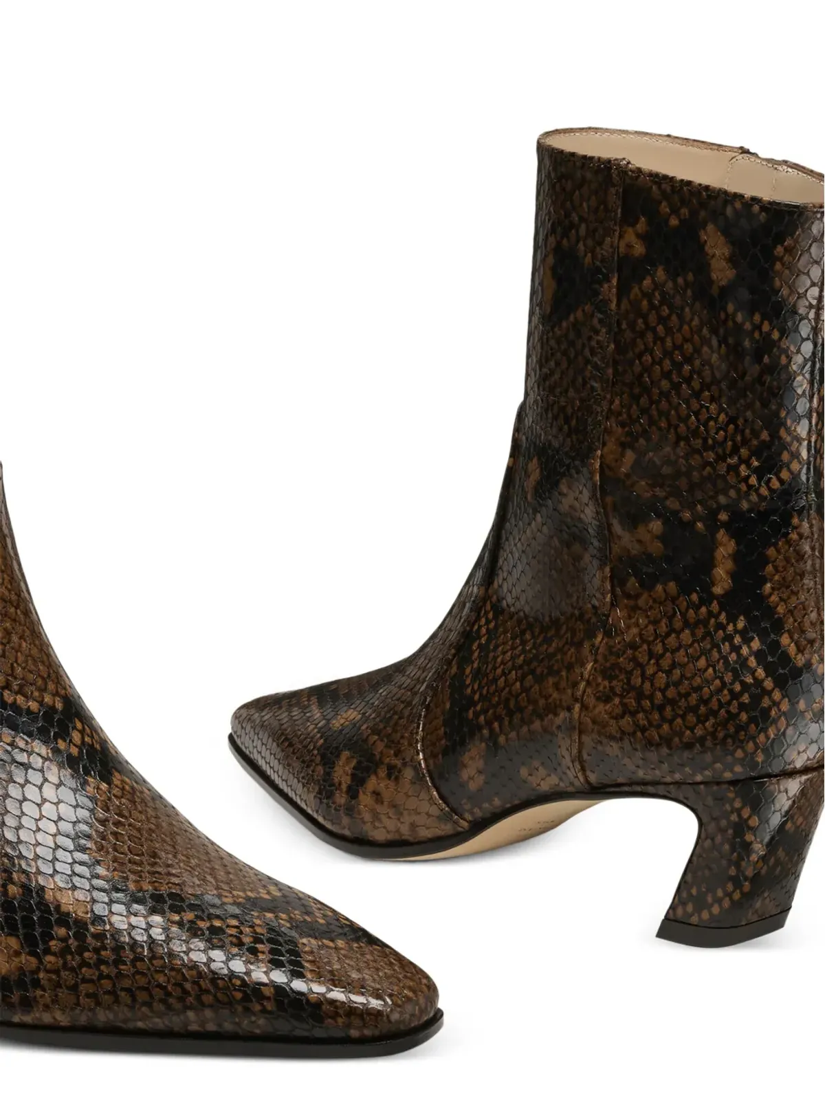 Stuart Weitzman 蛇皮柄ヒールブーツ ブラウン - 画像4