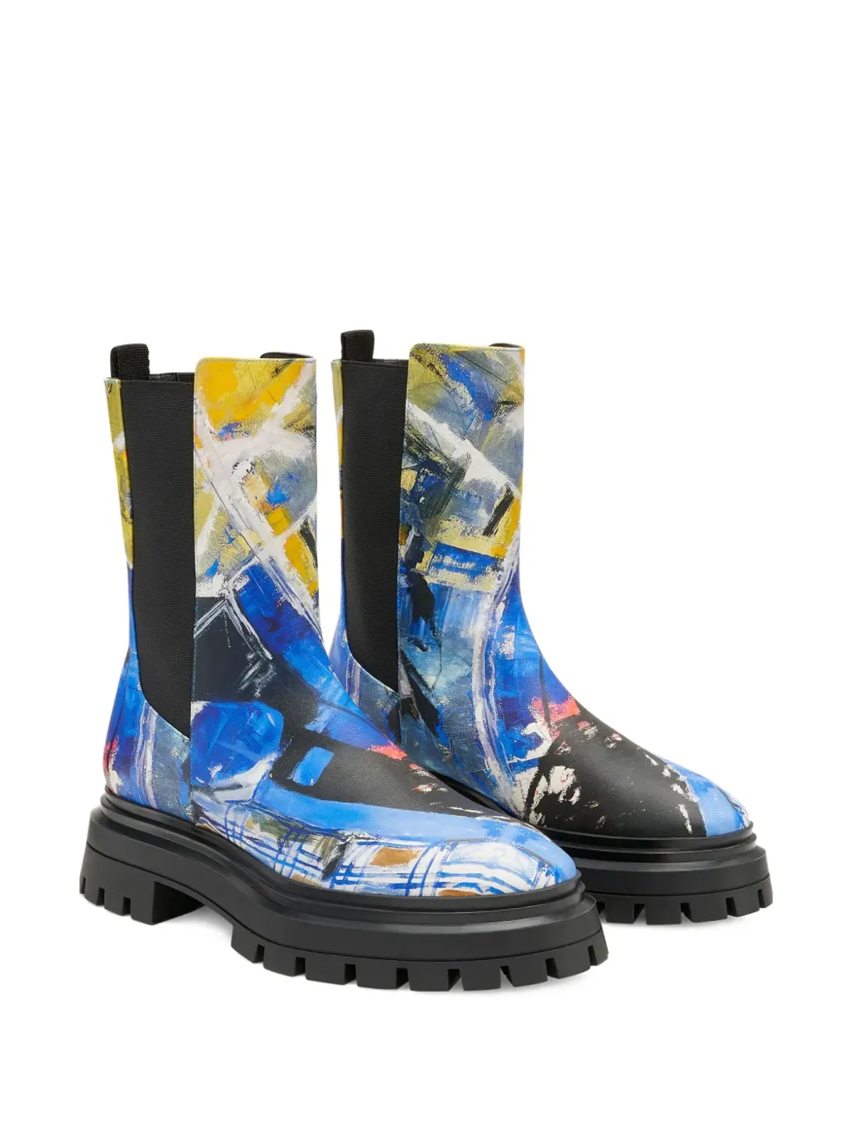 Stuart Weitzman x KidSuper 50mm ベッドフォード アートワーク ラグソール チェルシーブーツ - ブルー - 画像2
