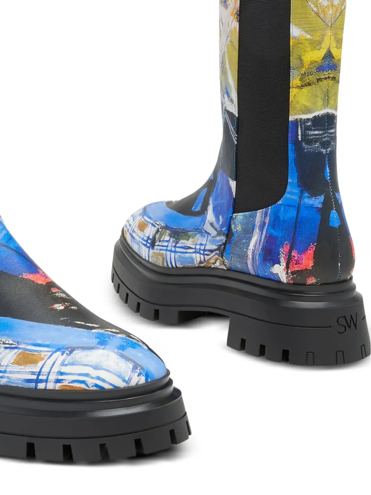 Stuart Weitzman x KidSuper 50mm ベッドフォード アートワーク ラグソール チェルシーブーツ - ブルー - 画像4
