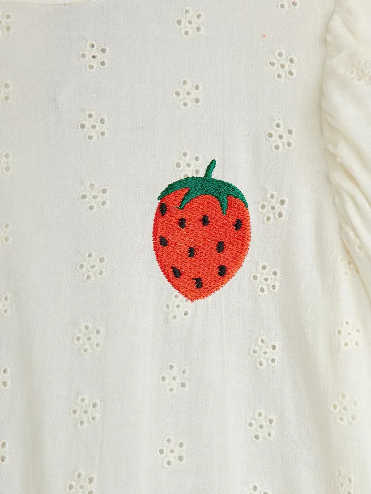 Mini Rodini ストロベリー刺繍ドレス - ホワイト - 画像3