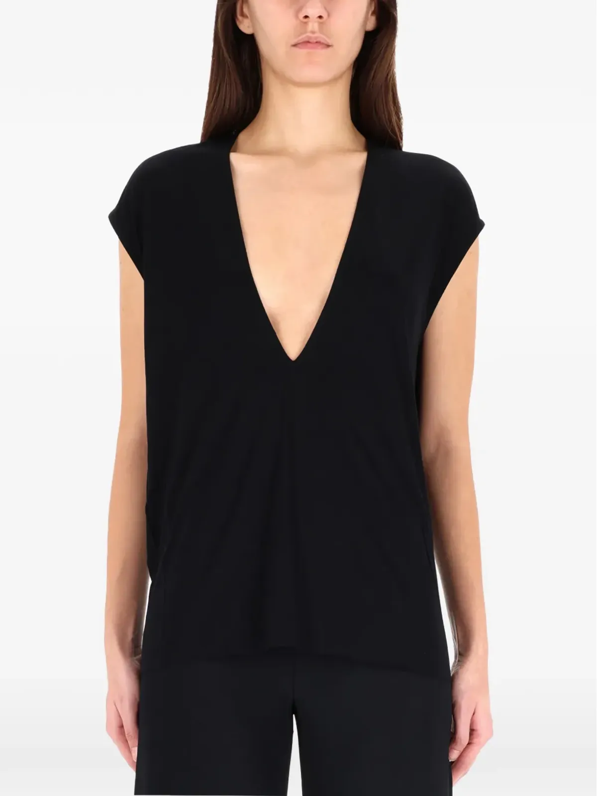 Rick Owens Lilies V-neck top - Black - 画像1