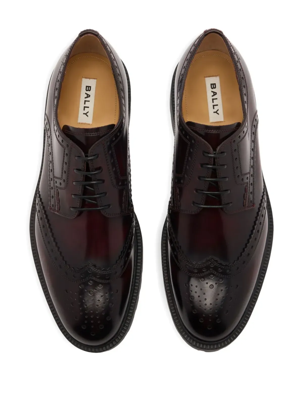Bally Eduard ブローグ レザー ダービーシューズ レッド - 画像3