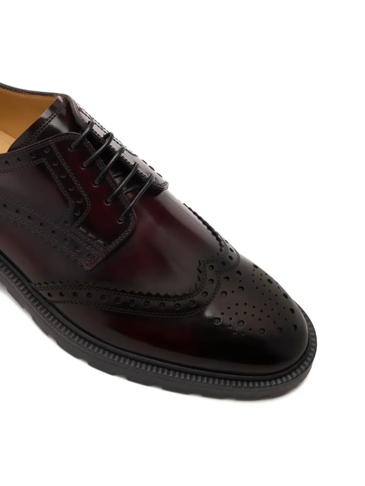 Bally Eduard ブローグ レザー ダービーシューズ レッド - 画像4