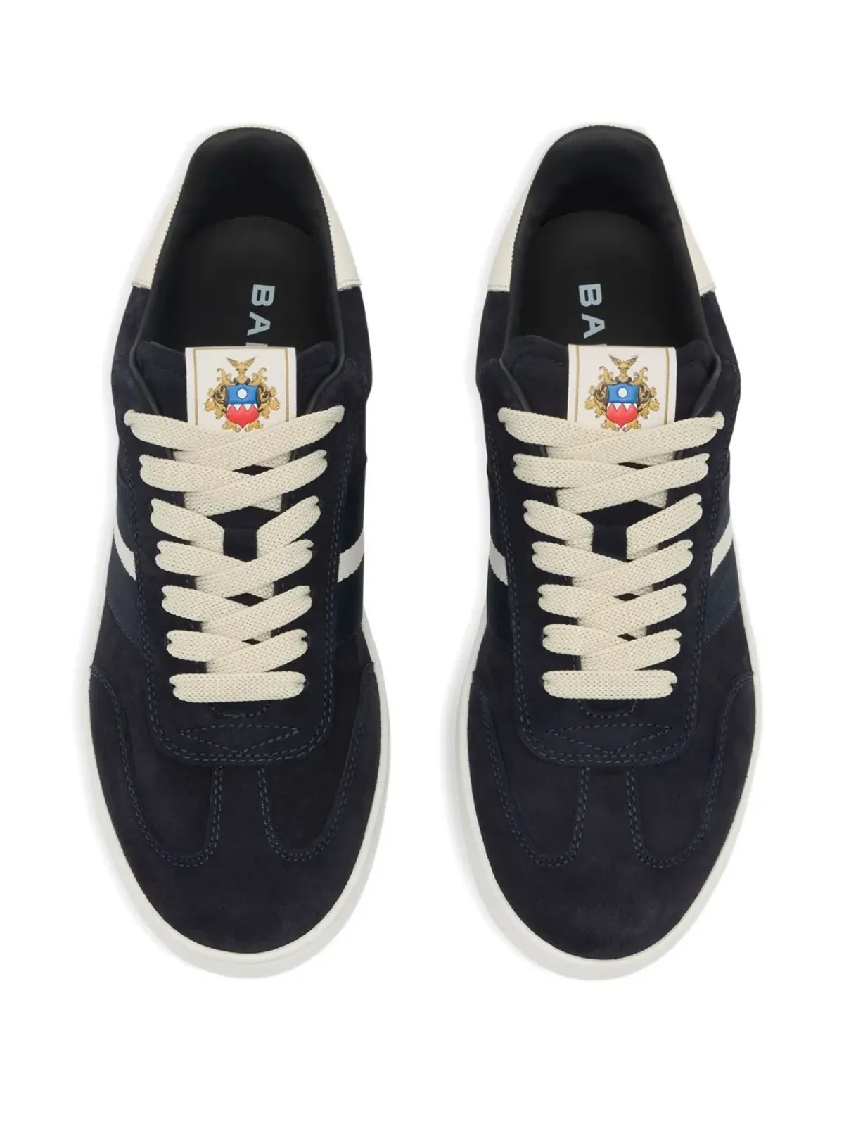 Bally レトロ クレスト ストライプ スエード スニーカー - 画像3