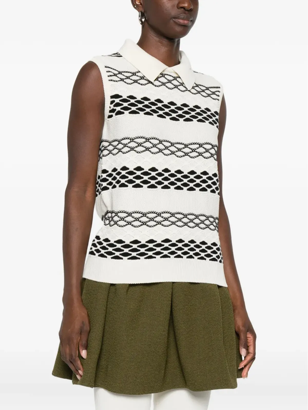 LOEWE スプレッドカラー柄ノースリーブトップス - 画像3