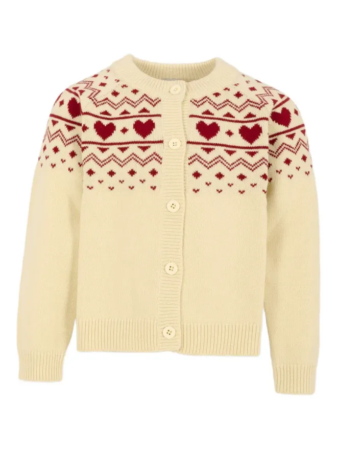Petit Bateau Petit Bateau ハート柄ボタンカーディガン - Neutralsの商品画像