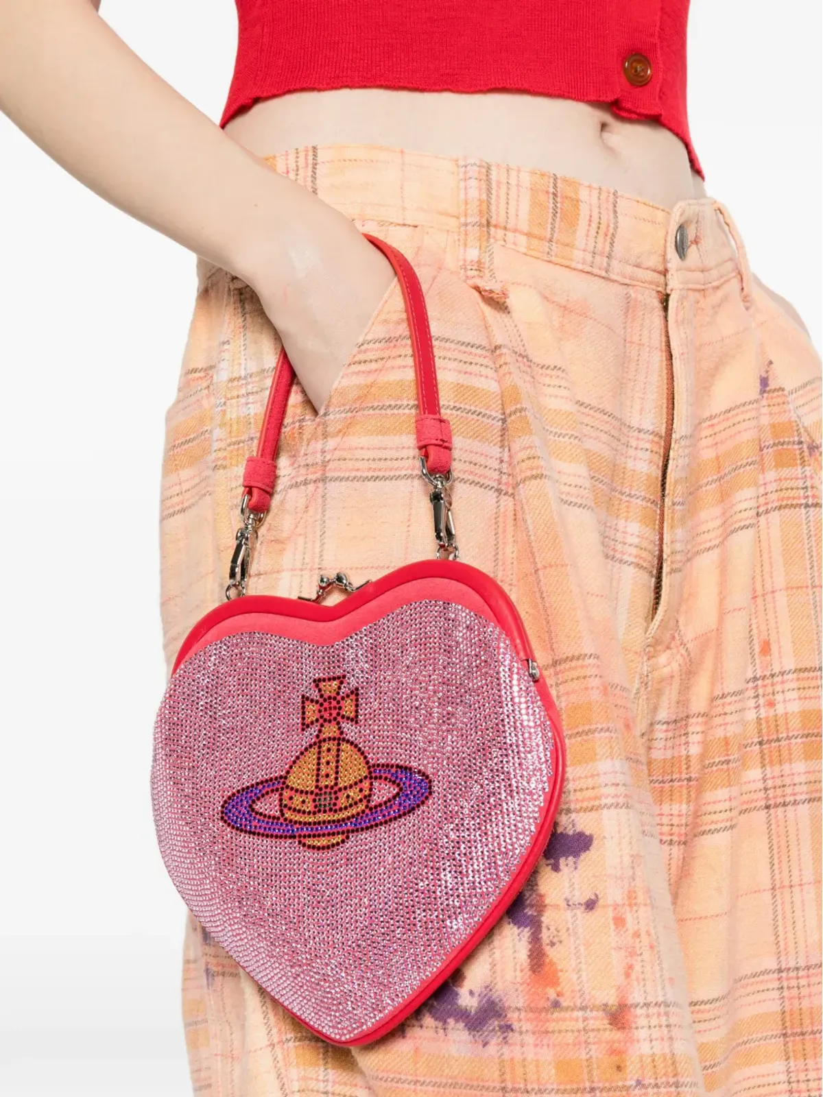Vivienne Westwood Belle heart-frame ホットフィックス トートバッグ - Red - 画像2
