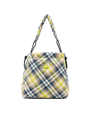 Vivienne Westwood 織りタータン柄バケットバッグ - ブルー - サムネイル1