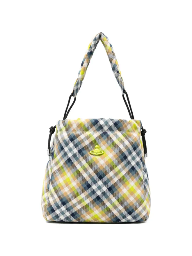 Vivienne Westwood Vivienne Westwood 織りタータン柄バケットバッグ - ブルーの商品画像