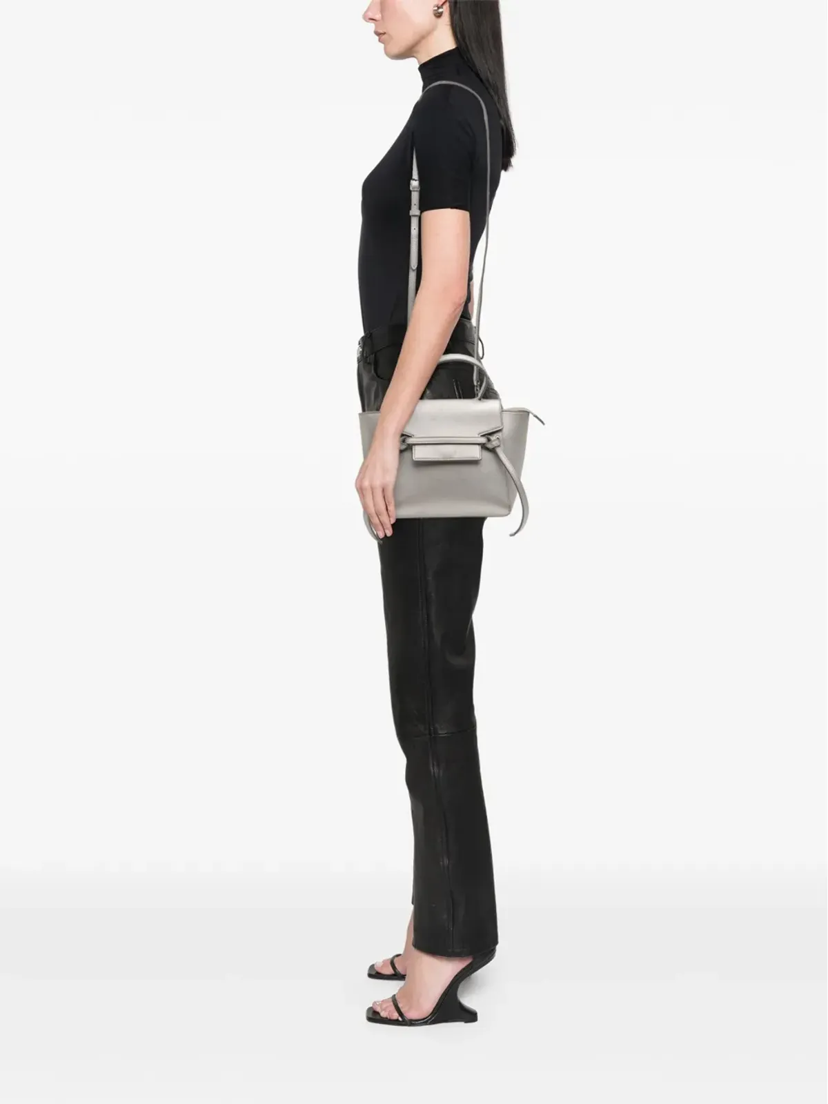 Celine Pre-Owned 2018 ナノラミネーテッド カーフスキン ベルトバッグ サッチェル - シルバー - 画像2