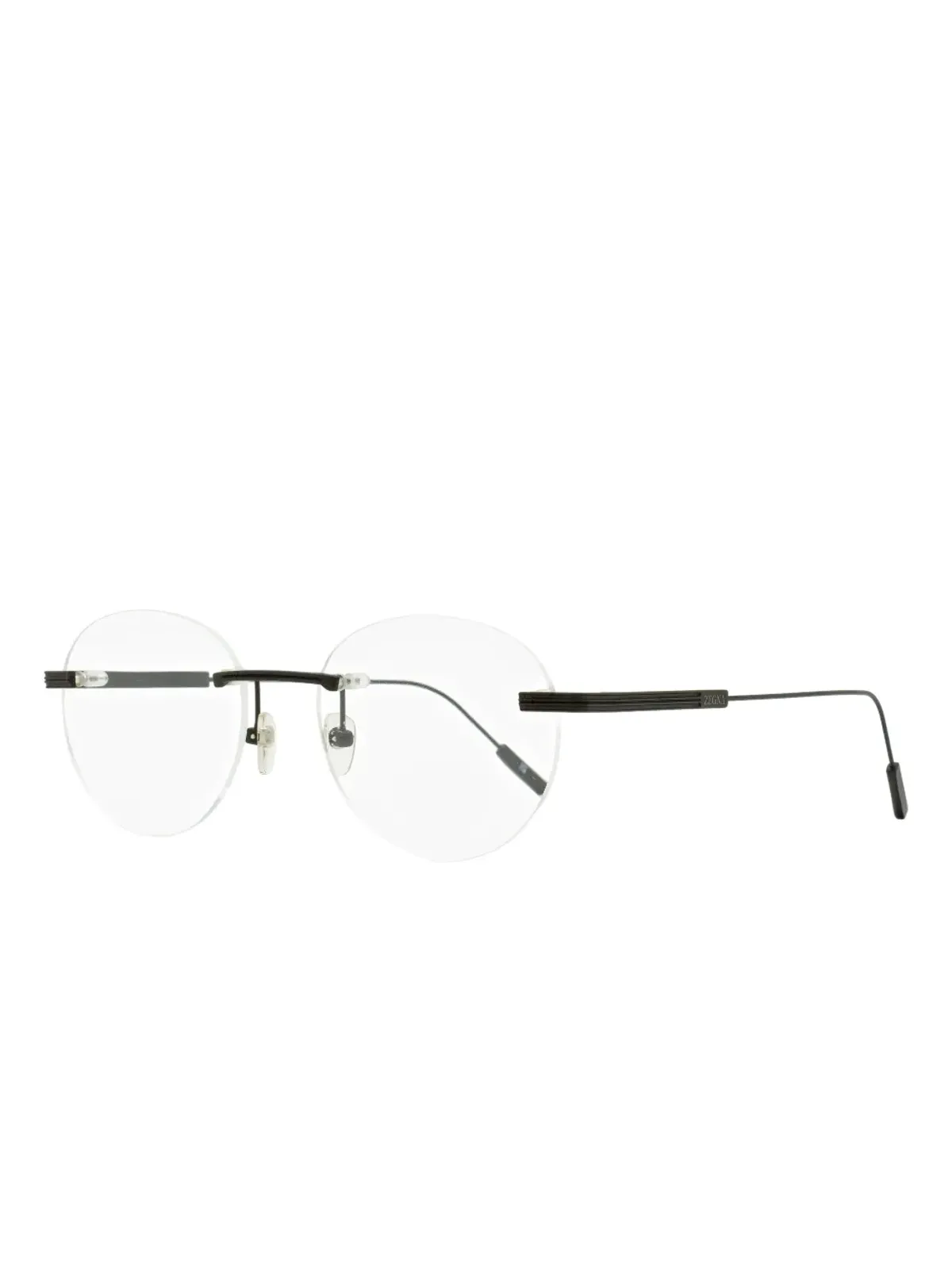 Zegna リムレス オーバルシェイプの眼鏡 - ブラック - 画像2