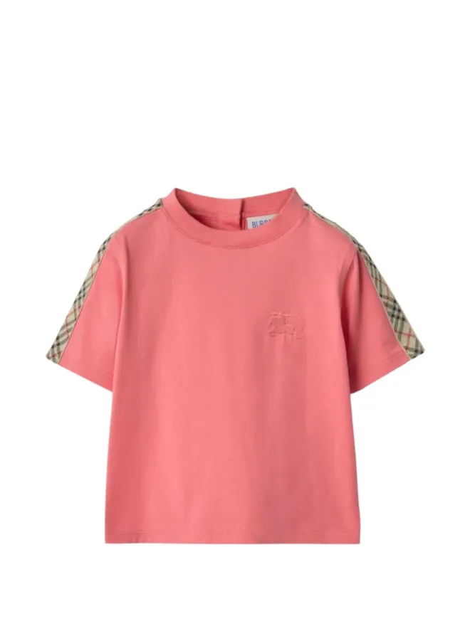 Burberry Kids Burberry Kids チェック柄ストライプTシャツ - ピンクの商品画像